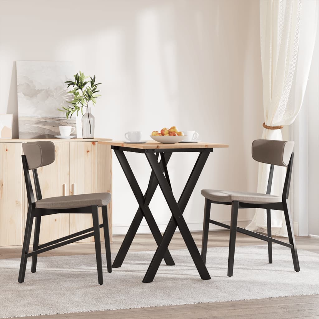 vidaXL Masă de bucătărie, cadru X, 80x50x75 cm lemn masiv pin și Oţel