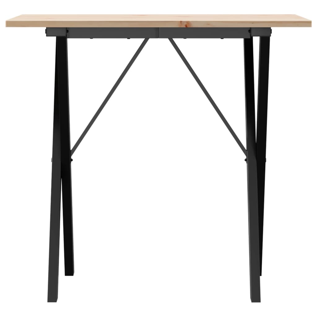 vidaXL Masă de bucătărie, cadru X, 80x50x75 cm lemn masiv pin și Oţel