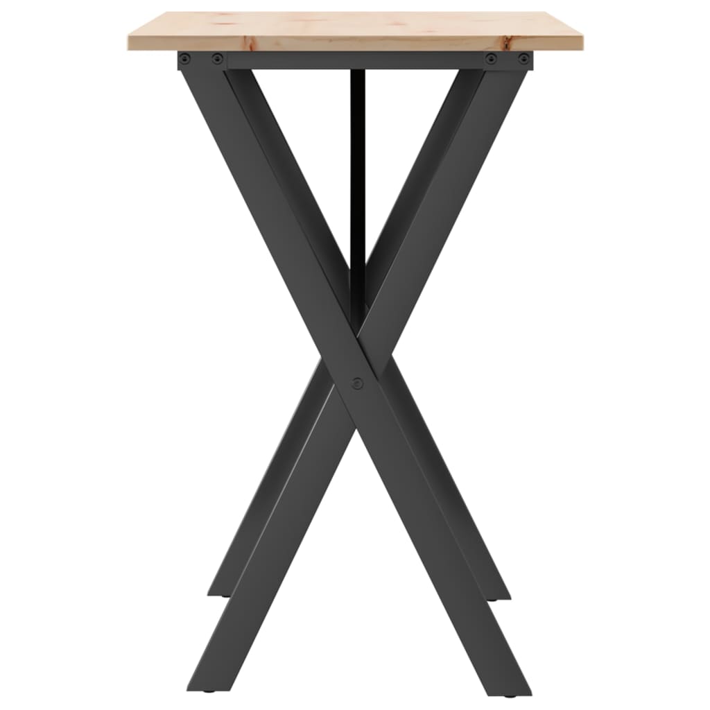 vidaXL Masă de bucătărie, cadru X, 80x50x75 cm lemn masiv pin și Oţel