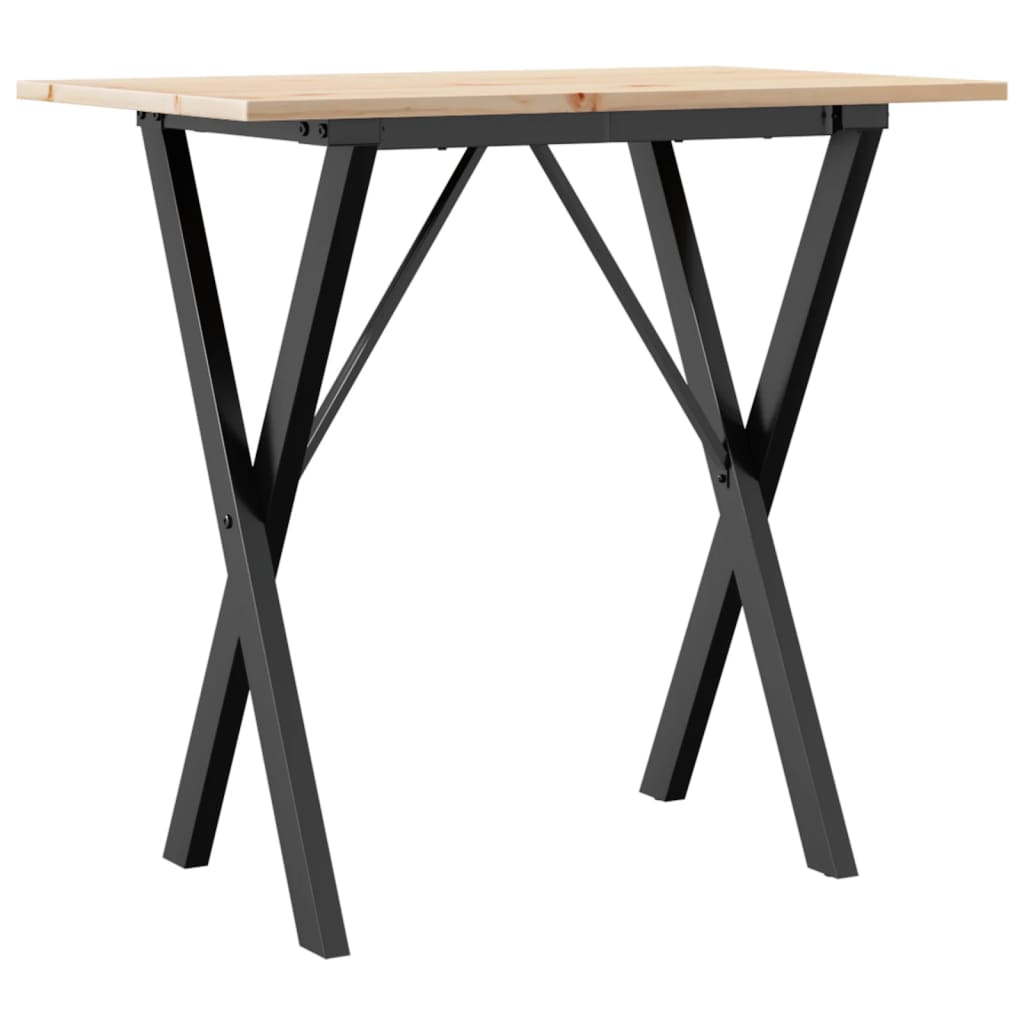 vidaXL Masă de bucătărie, cadru X, 80x50x75 cm lemn masiv pin și Oţel