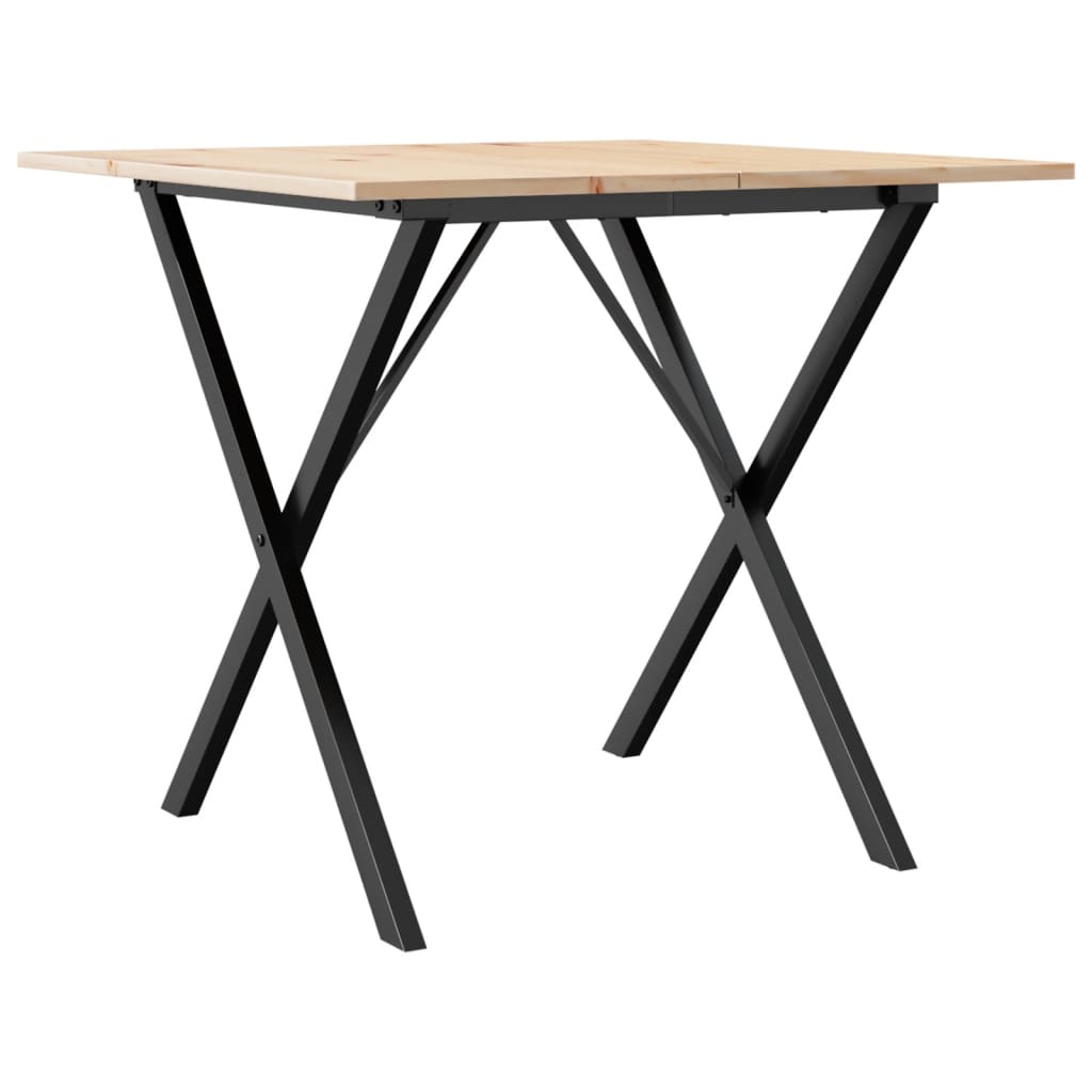 vidaXL Masă de bucătărie, cadru X, 90x90x75 cm lemn masiv pin și Oţel vidaXL Masă de bucătărie, cadru X, 90x90x75 cm lemn masiv pin și Oţel