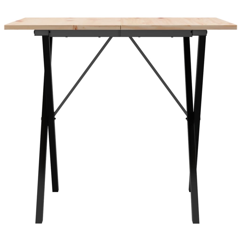 vidaXL Masă de bucătărie, cadru X, 90x90x75 cm lemn masiv pin și Oţel vidaXL Masă de bucătărie, cadru X, 90x90x75 cm lemn masiv pin și Oţel