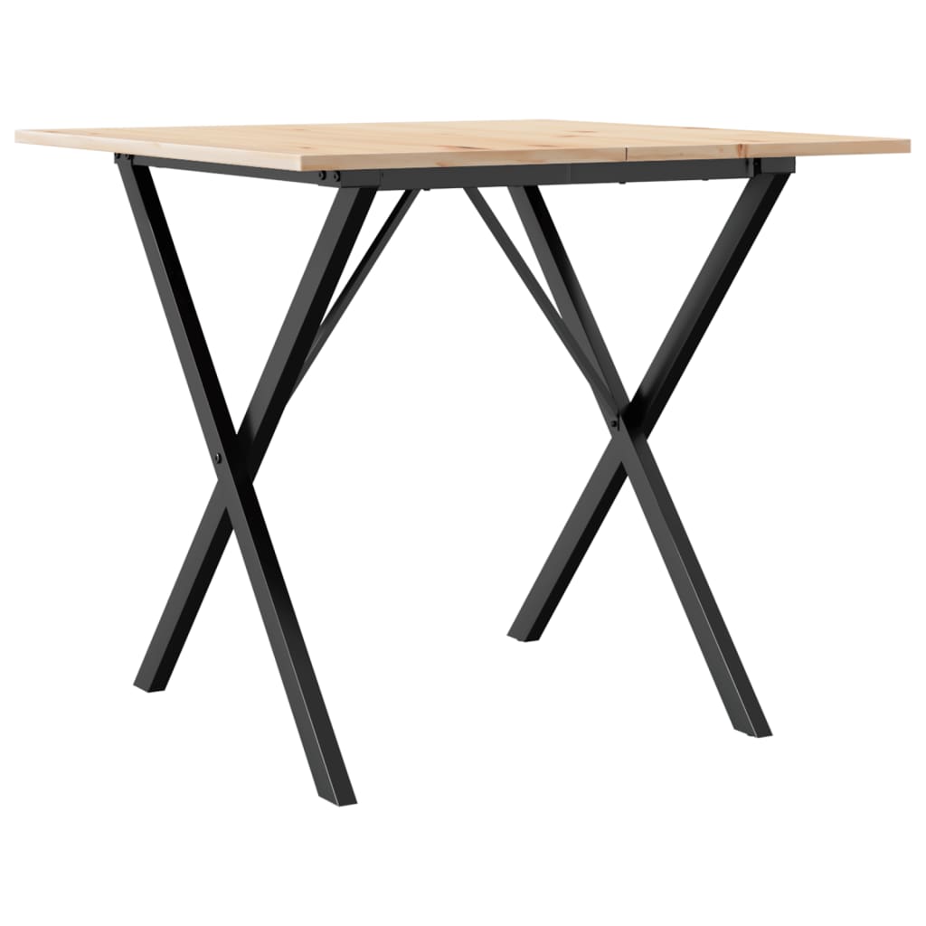 vidaXL Masă de bucătărie, cadru X, 90x90x75 cm lemn masiv pin și Oţel vidaXL Masă de bucătărie, cadru X, 90x90x75 cm lemn masiv pin și Oţel