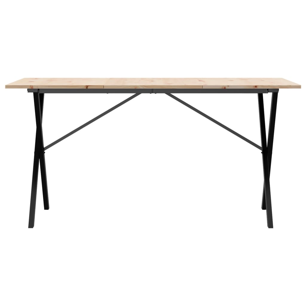 vidaXL Masă de bucătărie, cadru X, 140x80x75cm lemn masiv pin și Oţel vidaXL Masă de bucătărie, cadru X, 140x80x75cm lemn masiv pin și Oţel