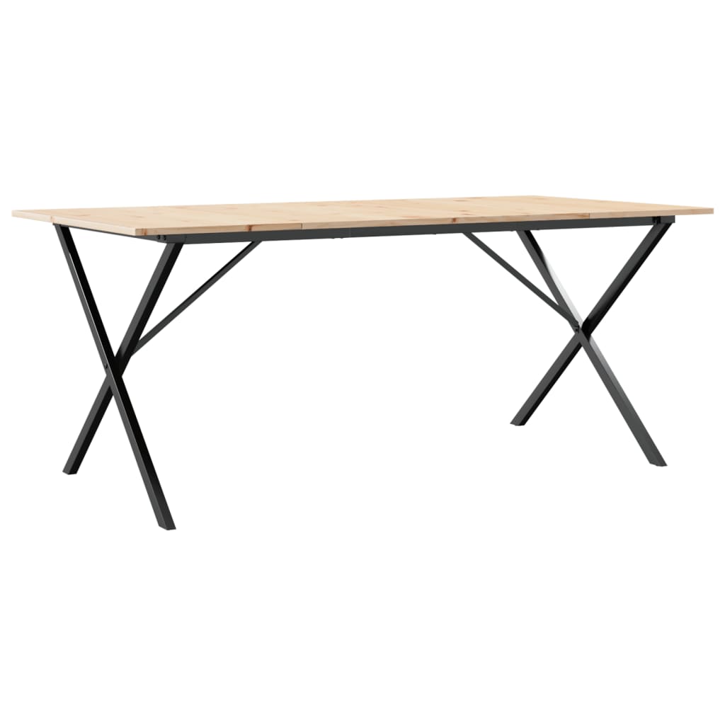 vidaXL Masă de bucătărie, cadru X, 180x90x75cm lemn masiv pin și Oţel