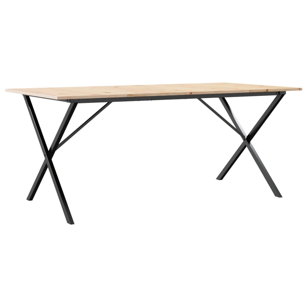 vidaXL Masă de bucătărie, cadru X, 180x90x75cm lemn masiv pin și Oţel