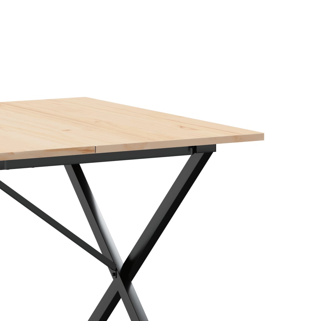 vidaXL Masă de bucătărie, cadru X, 180x90x75cm lemn masiv pin și Oţel