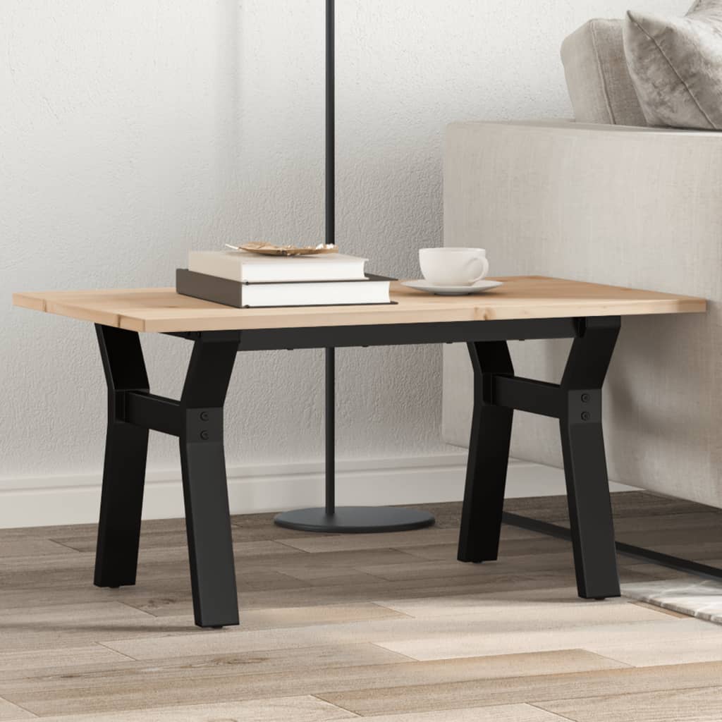 vidaXL Masă de cafea, cadru Y, 80x50x40 cm, lemn masiv pin și Oţel