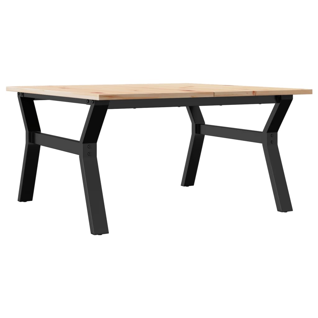 vidaXL Masă de cafea, cadru Y, 80x80x45 cm, lemn masiv pin și Oţel