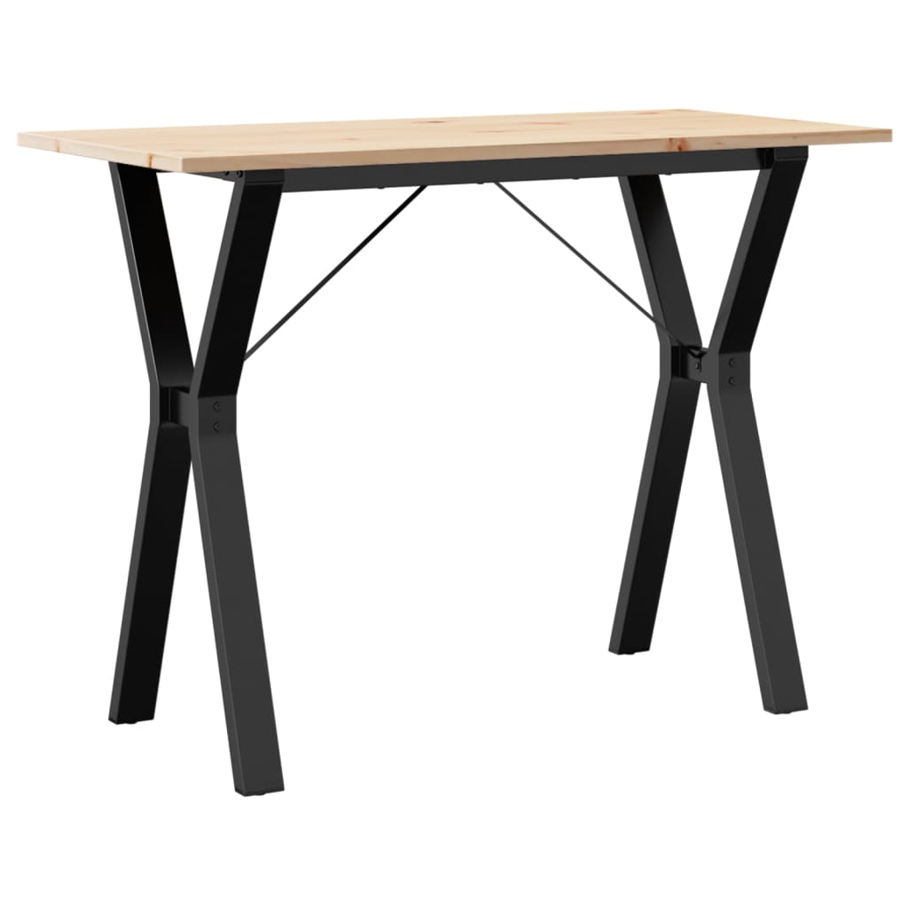 vidaXL Masă de bucătărie, cadru Y, 100x50x75cm lemn masiv pin și Oţel
