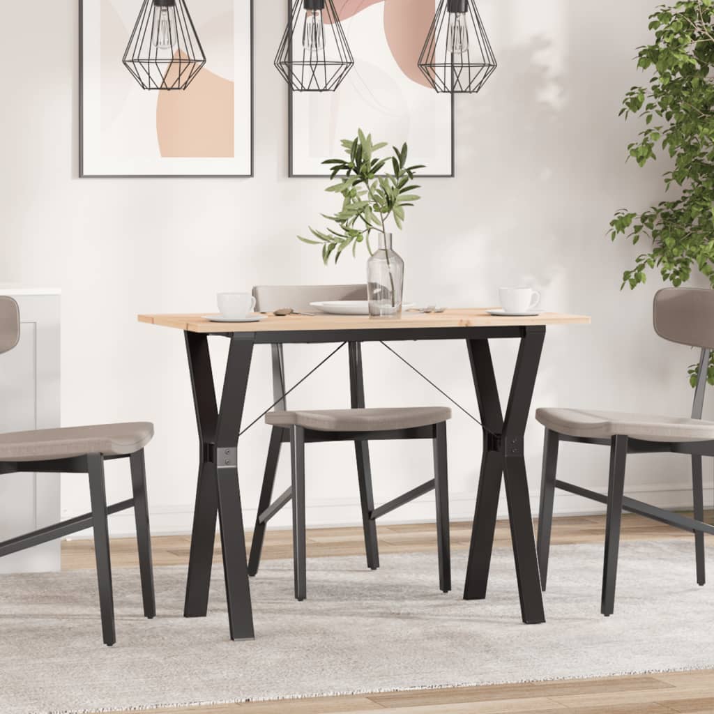 vidaXL Masă de bucătărie, cadru Y, 100x50x75cm lemn masiv pin și Oţel