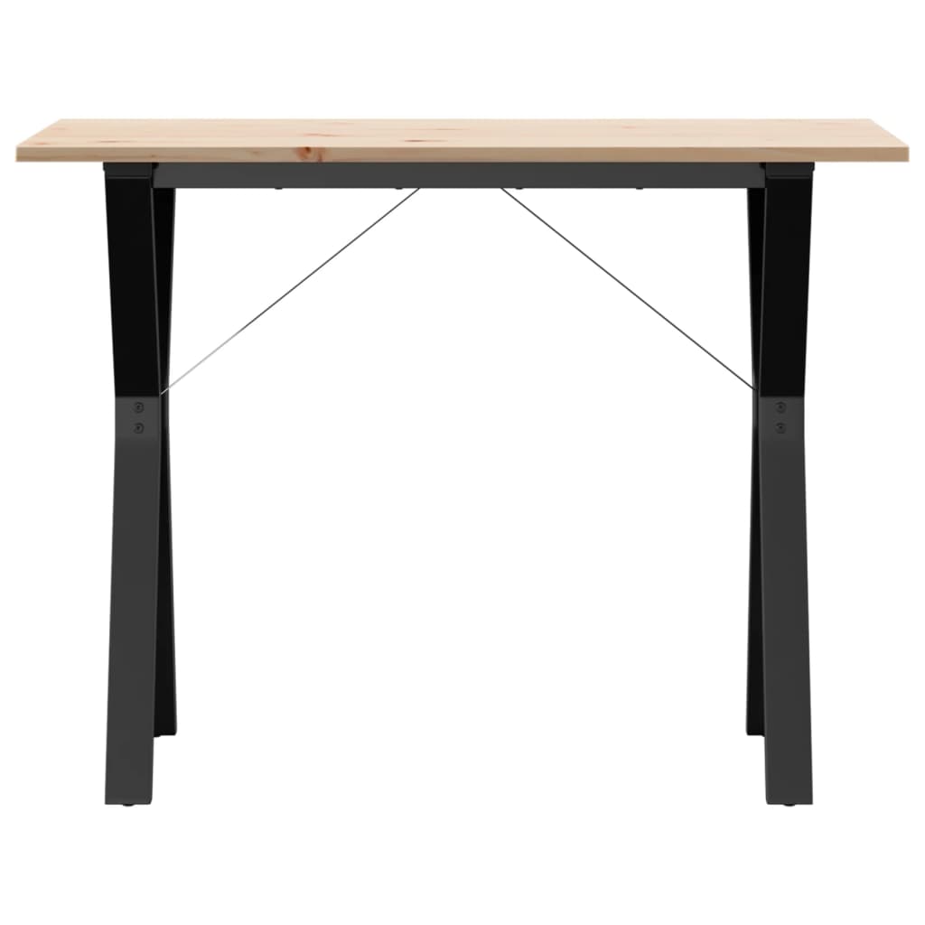 vidaXL Masă de bucătărie, cadru Y, 100x50x75cm lemn masiv pin și Oţel