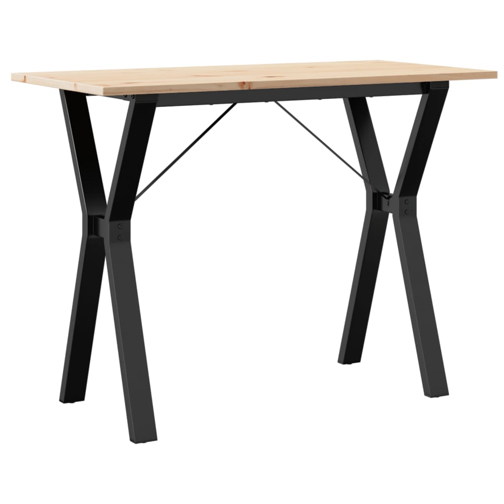 vidaXL Masă de bucătărie, cadru Y, 100x50x75cm lemn masiv pin și Oţel