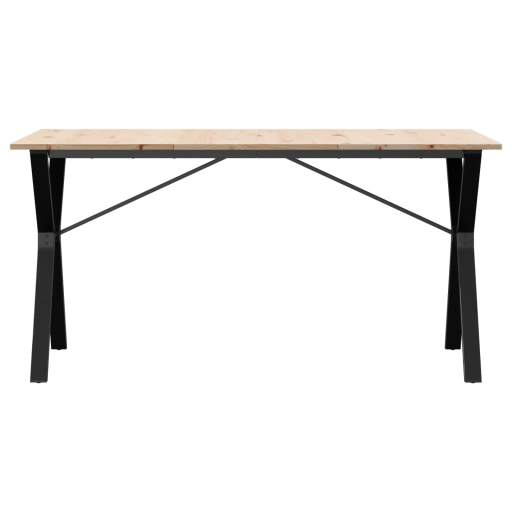 vidaXL Masă de bucătărie, cadru Y, 140x80x75cm lemn masiv pin și Oţel
