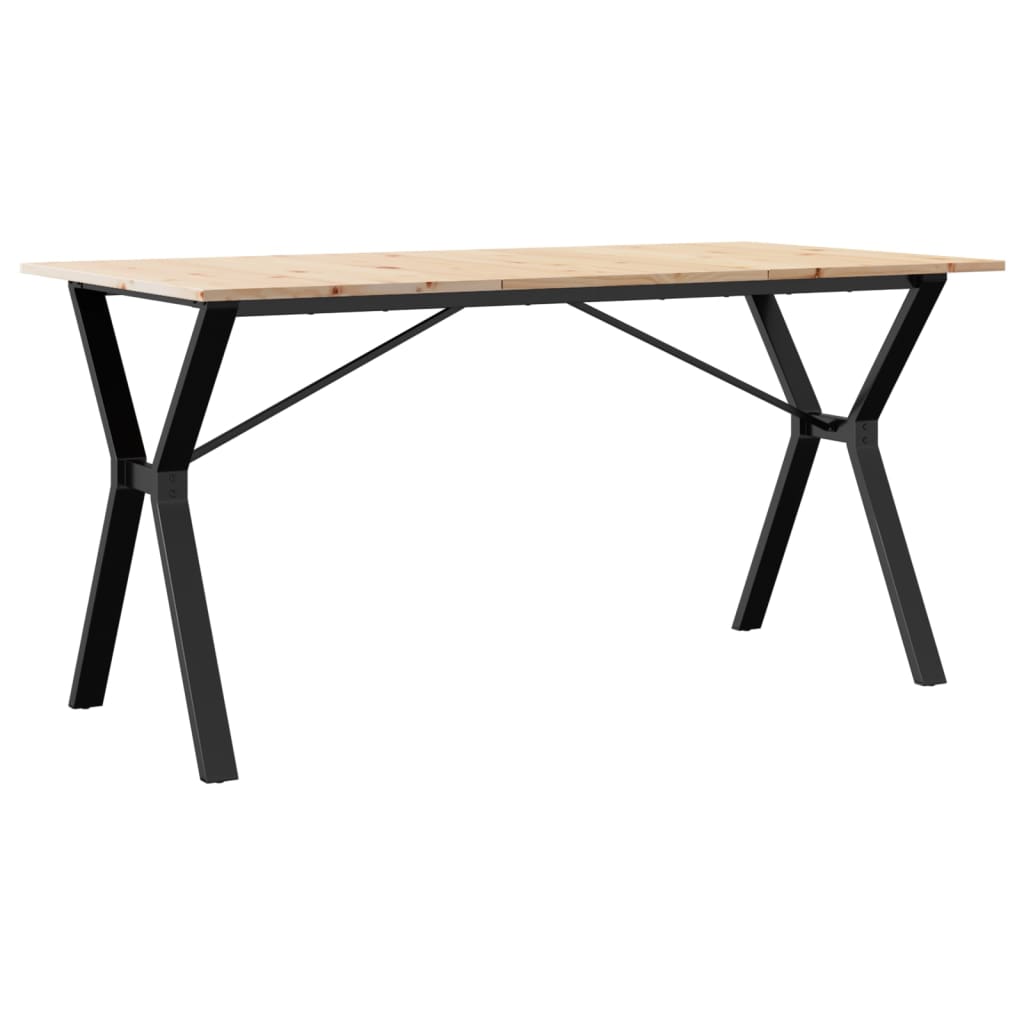 vidaXL Masă de bucătărie, cadru Y, 140x80x75cm lemn masiv pin și Oţel