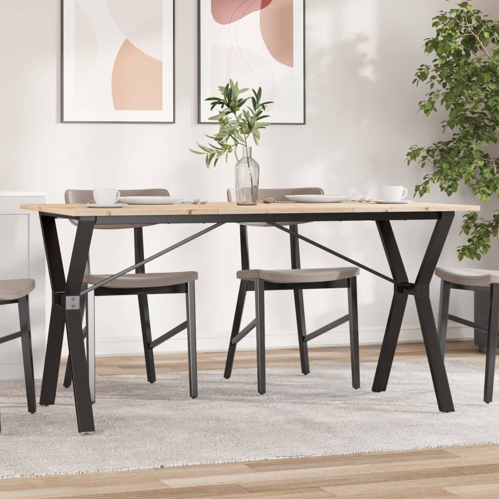 vidaXL Masă de bucătărie, cadru Y, 140x80x75cm lemn masiv pin și Oţel