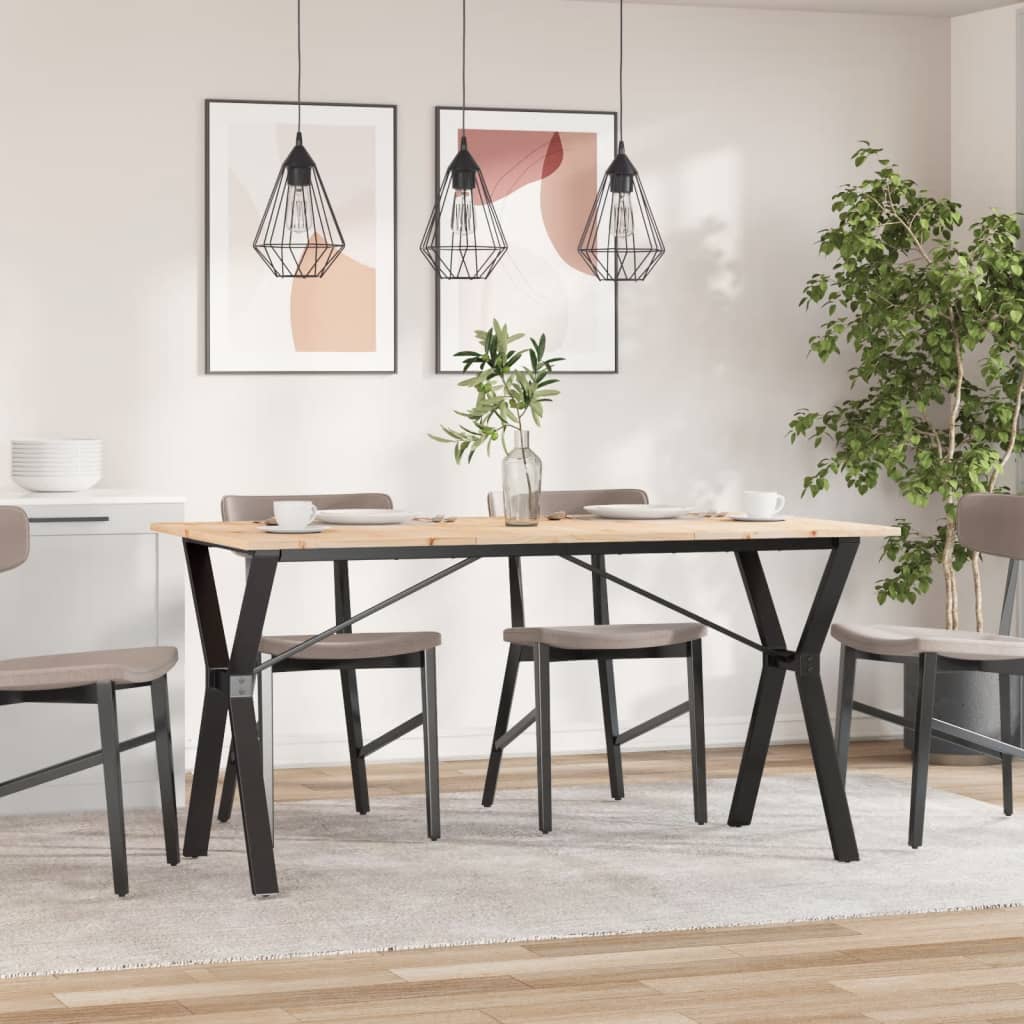 vidaXL Masă de bucătărie, cadru Y, 160x80x75cm lemn masiv pin și Oţel