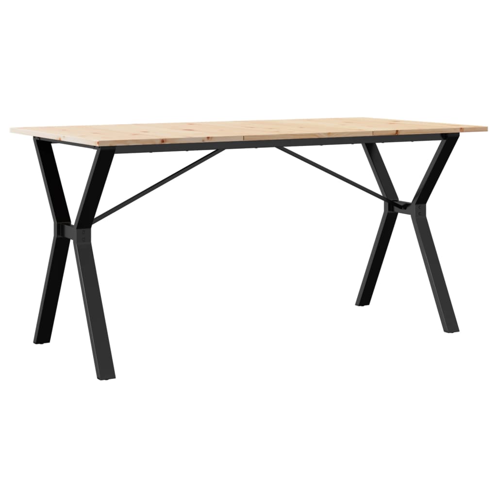 vidaXL Masă de bucătărie, cadru Y, 160x80x75cm lemn masiv pin și Oţel