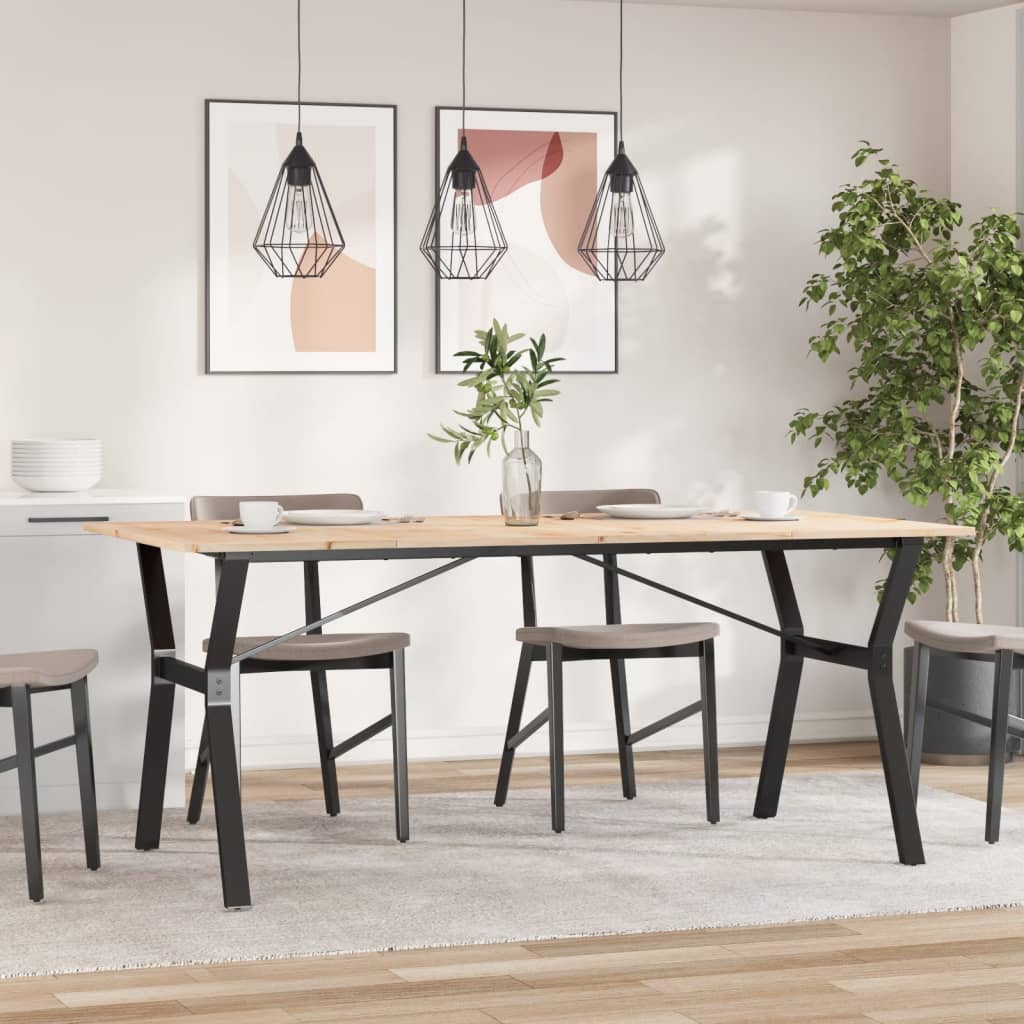 vidaXL Masă de bucătărie, cadru Y, 180x90x75cm lemn masiv pin și Oţel