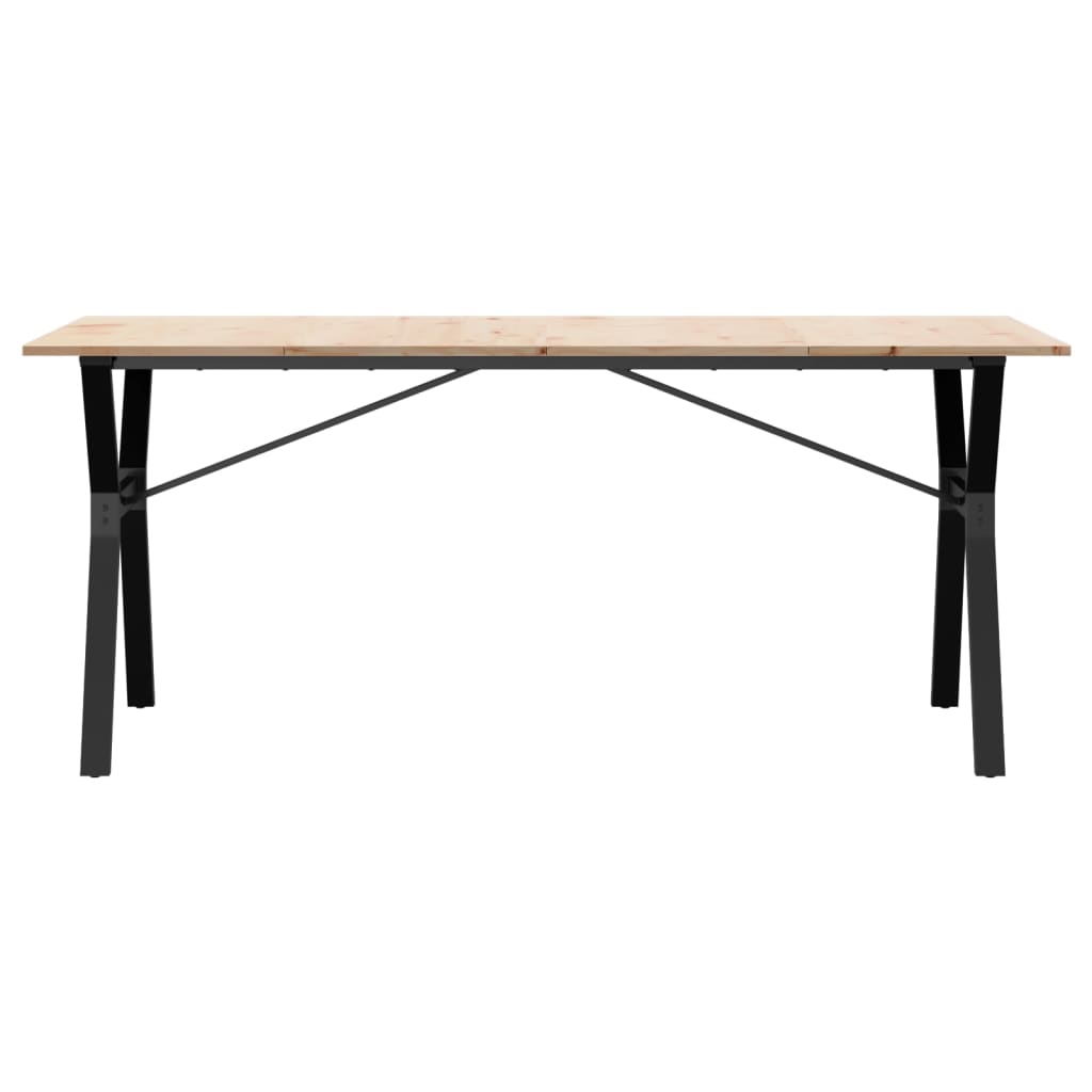 vidaXL Masă de bucătărie, cadru Y, 180x90x75cm lemn masiv pin și Oţel