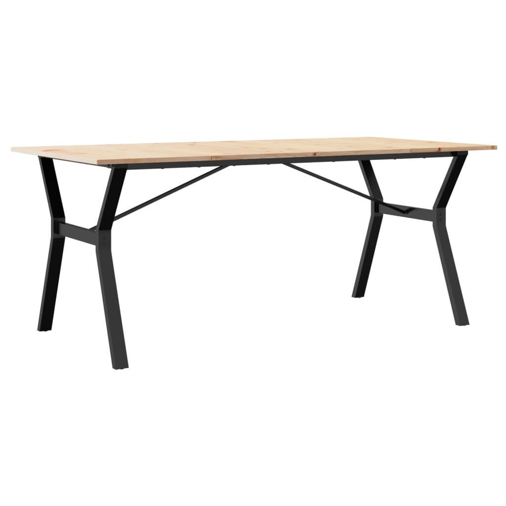 vidaXL Masă de bucătărie, cadru Y, 180x90x75cm lemn masiv pin și Oţel