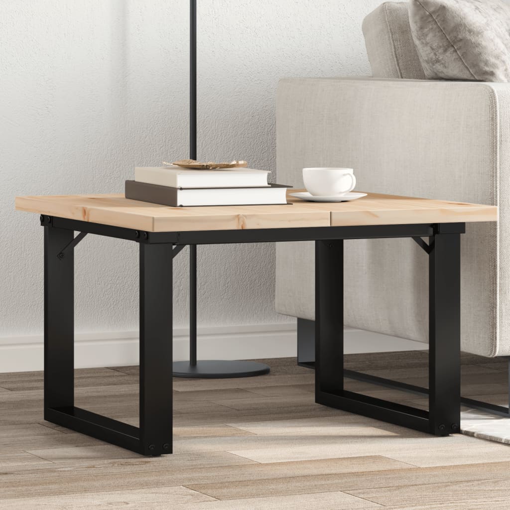 vidaXL Masă de cafea, cadru O, 70x70x40,5 cm, lemn masiv pin și Oţel