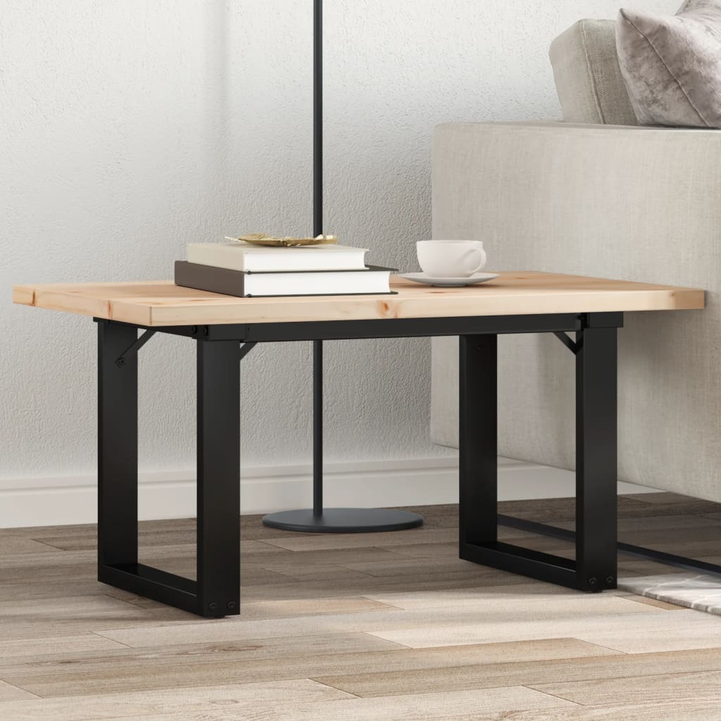 vidaXL Masă de cafea, cadru O, 80x50x40,5 cm, lemn masiv pin și Oţel