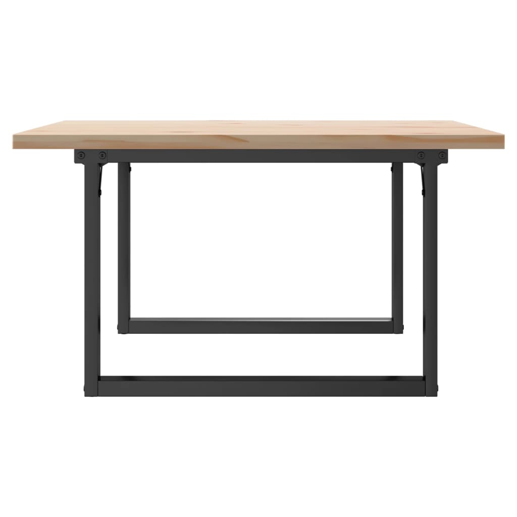 vidaXL Masă de cafea, cadru O, 80x80x45,5 cm, lemn masiv pin și Oţel