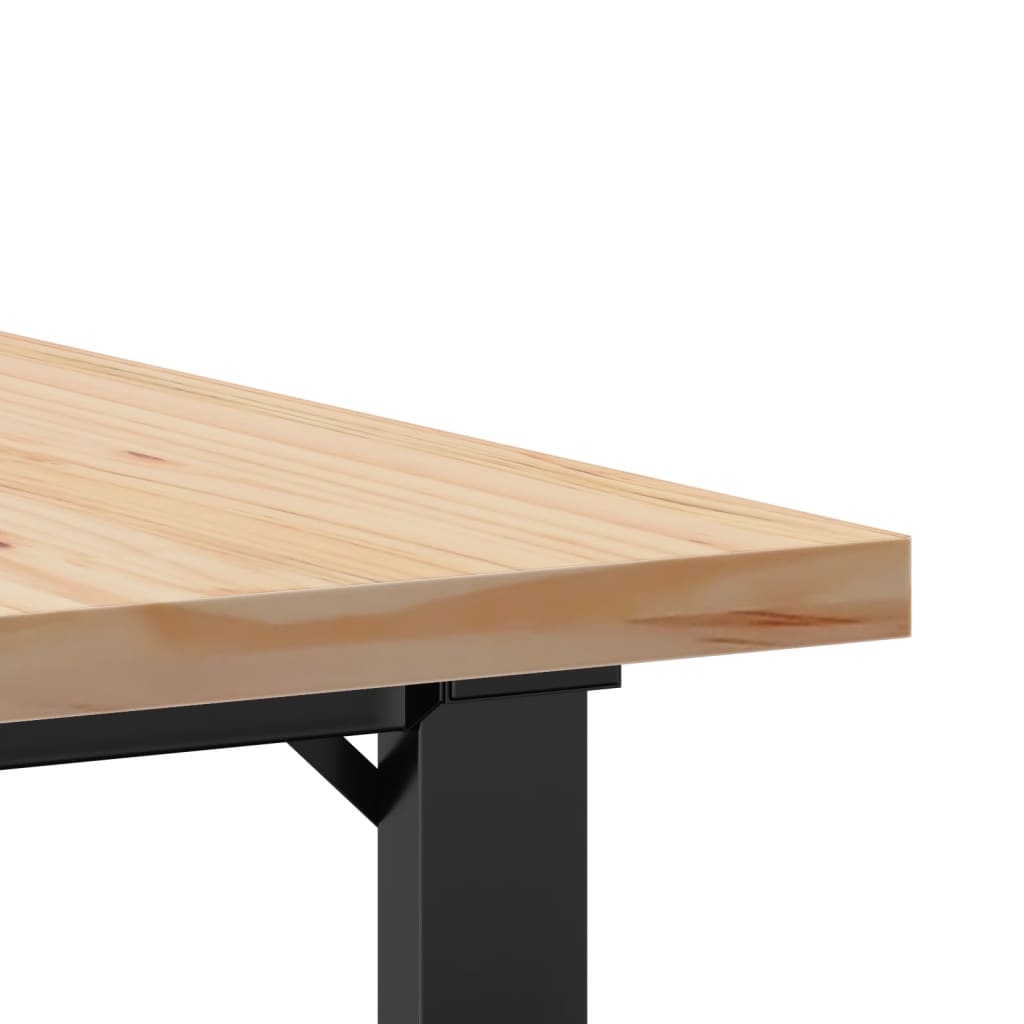 vidaXL Masă de cafea, cadru O, 80x80x45,5 cm, lemn masiv pin și Oţel
