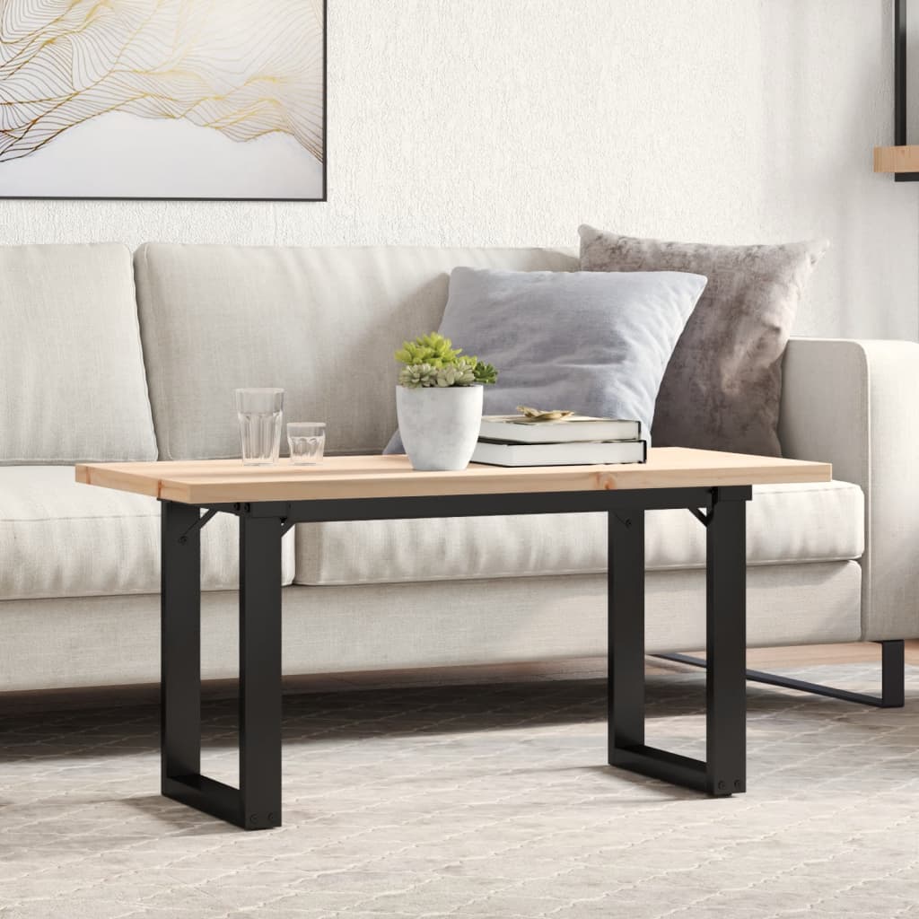 vidaXL Masă de cafea, cadru O, 90x40x45,5 cm, lemn masiv pin și Oţel