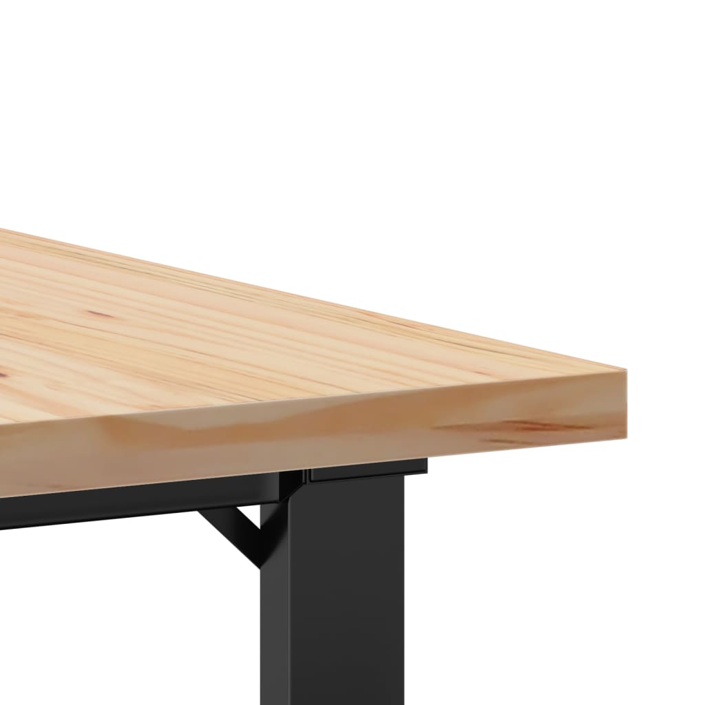 vidaXL Masă de cafea, cadru O, 90x90x45,5 cm, lemn masiv pin și Oţel