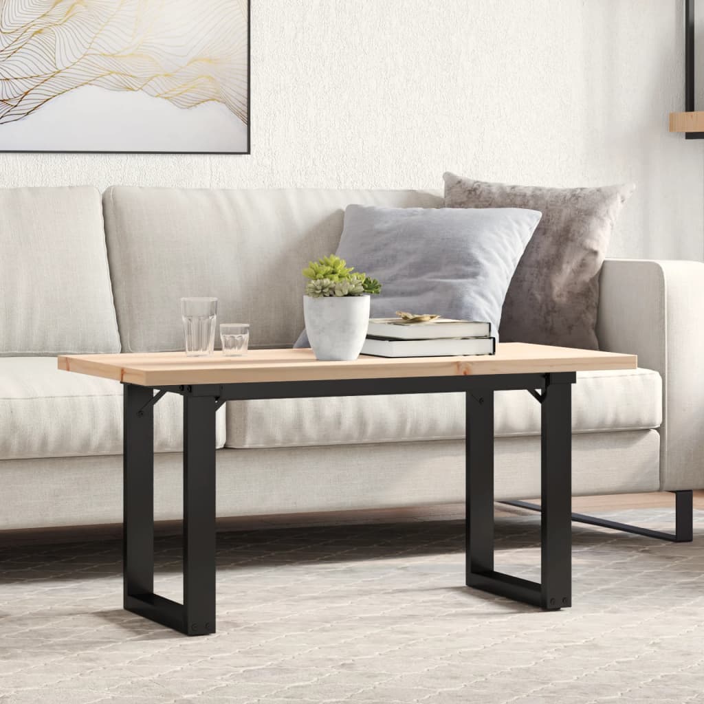vidaXL Masă de cafea, cadru O, 100x50x45,5 cm, lemn masiv pin și Oţel