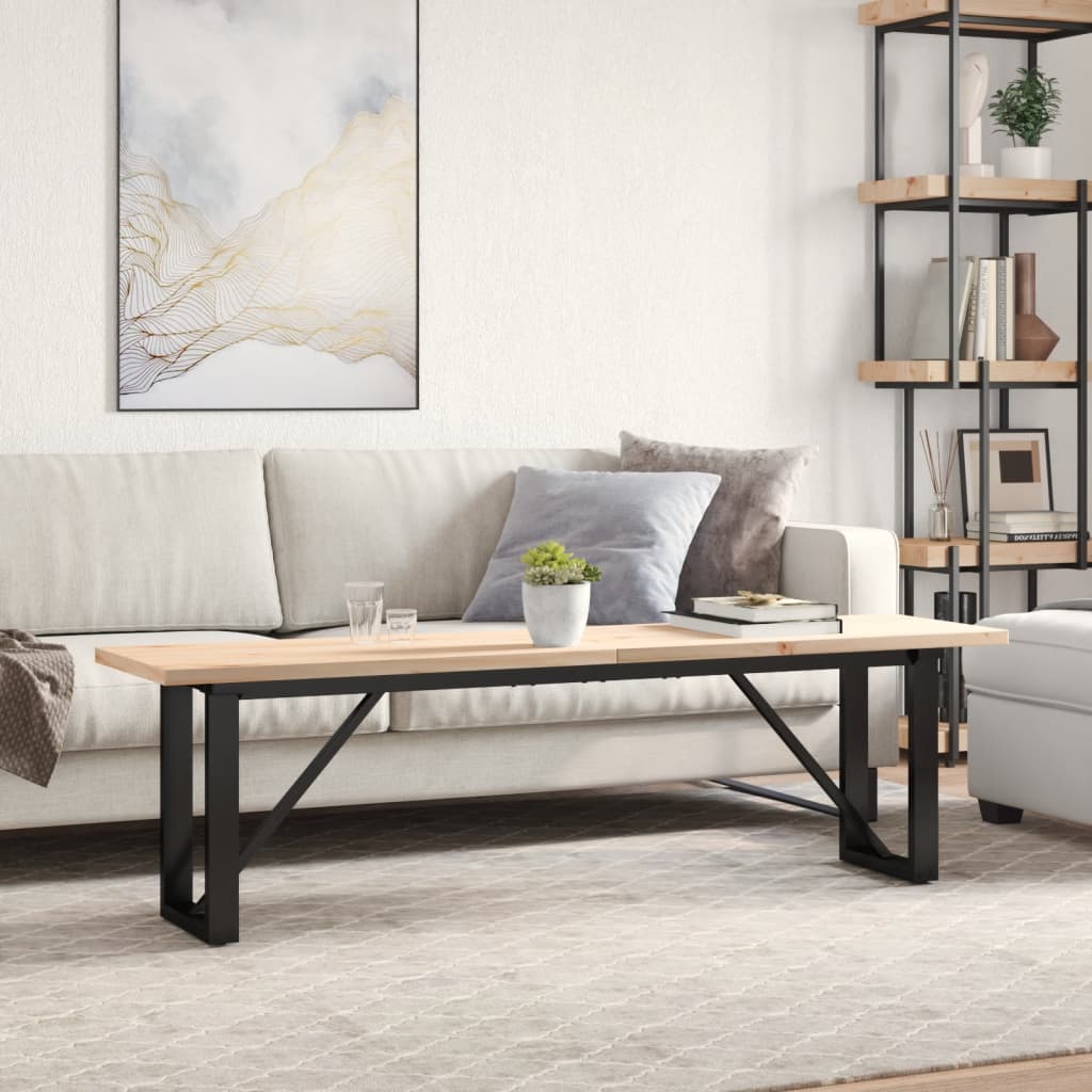vidaXL Masă de cafea, cadru O, 160x40x45,5 cm, lemn masiv pin și Oţel