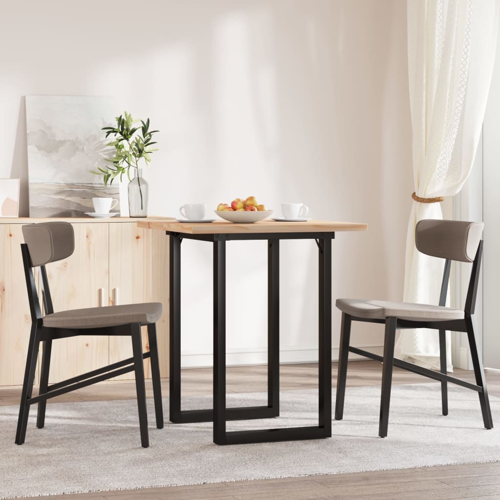 vidaXL Masă bucătărie, cadru O, 60x60x75,5 cm lemn masiv pin și Oţel
