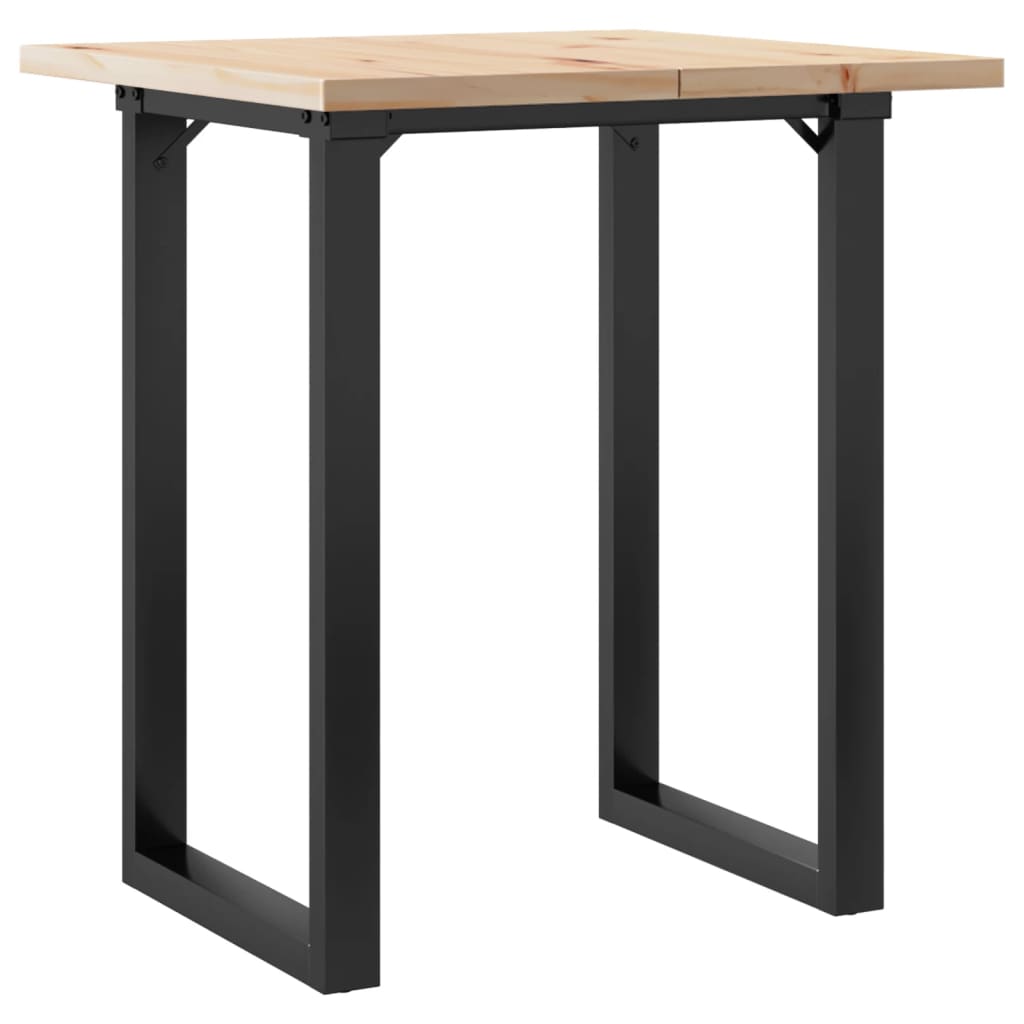 vidaXL Masă bucătărie, cadru O, 60x60x75,5 cm lemn masiv pin și Oţel