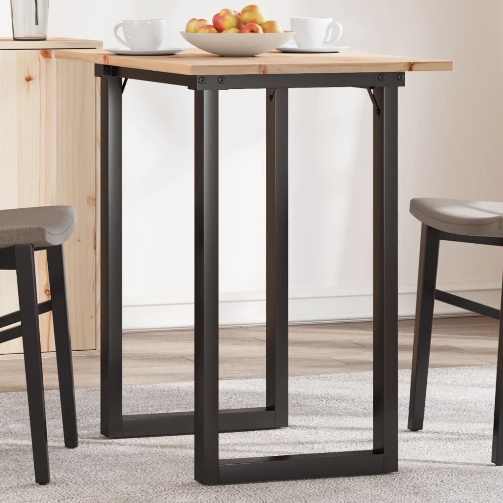 vidaXL Masă bucătărie, cadru O, 80x50x75,5 cm lemn masiv pin și Oţel vidaXL Masă bucătărie, cadru O, 80x50x75,5 cm lemn masiv pin și Oţel