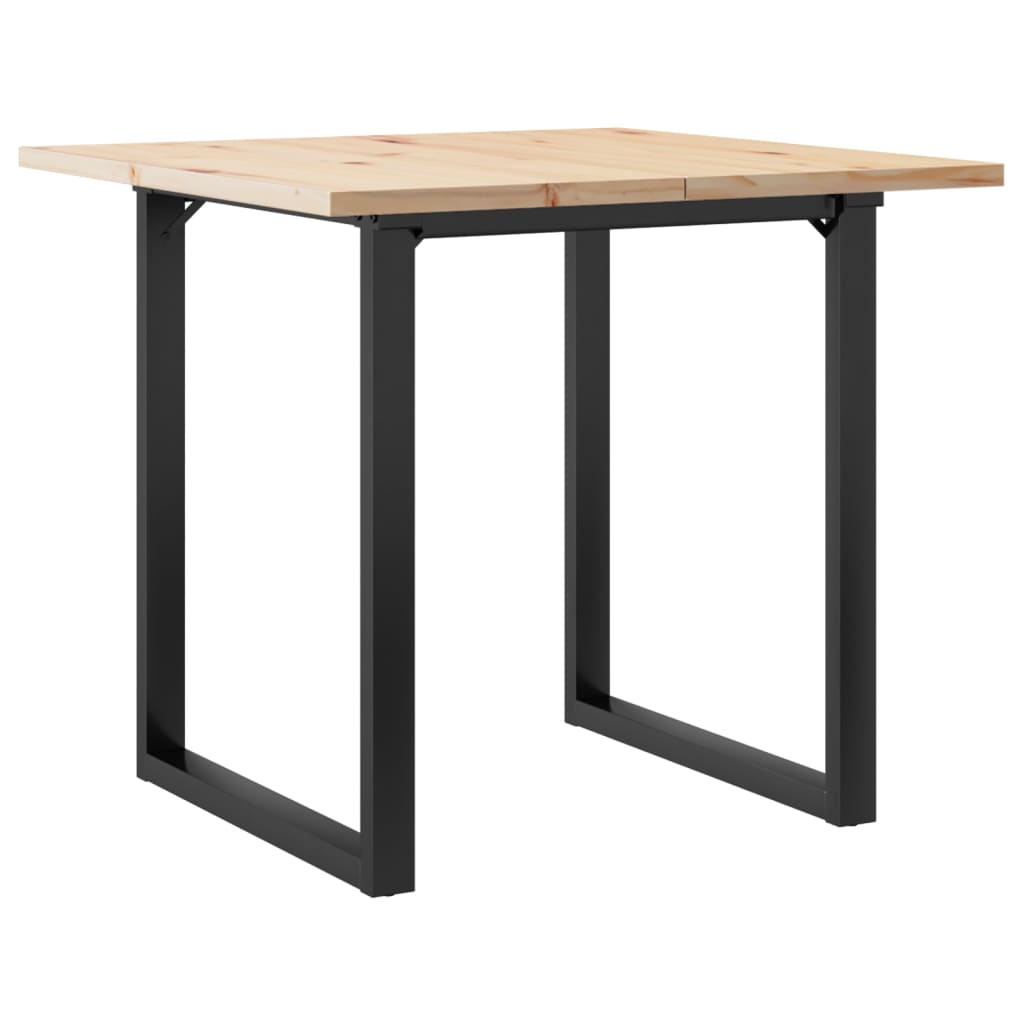 vidaXL Masă bucătărie, cadru O, 80x80x75,5 cm lemn masiv pin și Oţel