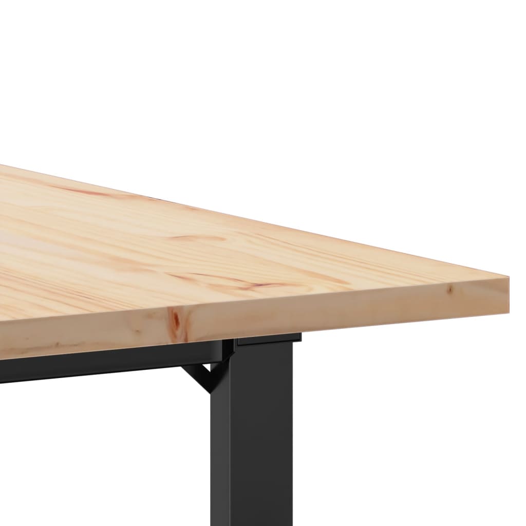 vidaXL Masă bucătărie, cadru O, 80x80x75,5 cm lemn masiv pin și Oţel