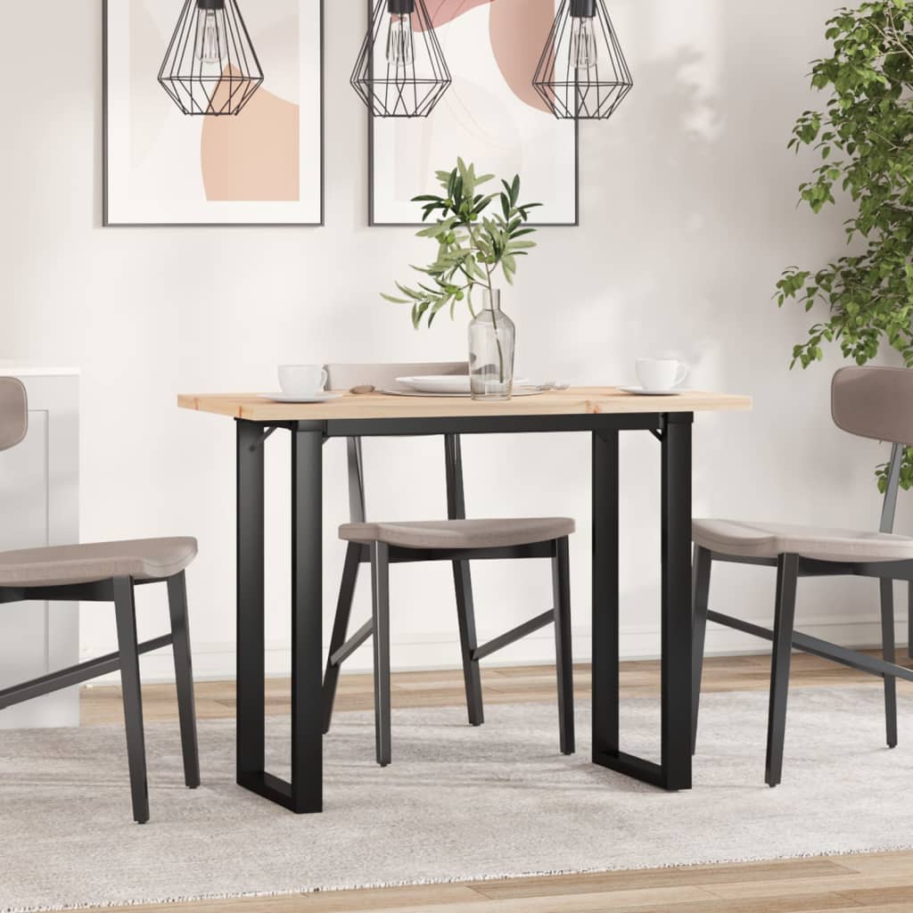 vidaXL Masă bucătărie, cadru O, 100x50x75,5 cm lemn masiv pin și Oţel vidaXL Masă bucătărie, cadru O, 100x50x75,5 cm lemn masiv pin și Oţel