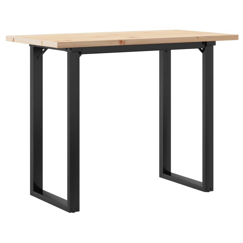 vidaXL Masă bucătărie, cadru O, 100x50x75,5 cm lemn masiv pin și Oţel vidaXL Masă bucătărie, cadru O, 100x50x75,5 cm lemn masiv pin și Oţel