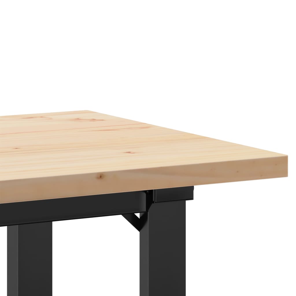 vidaXL Masă bucătărie, cadru O, 100x50x75,5 cm lemn masiv pin și Oţel vidaXL Masă bucătărie, cadru O, 100x50x75,5 cm lemn masiv pin și Oţel