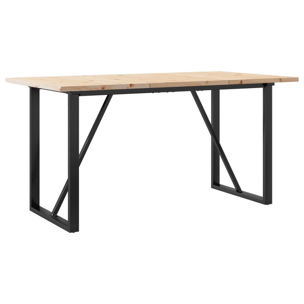 vidaXL Masă bucătărie, cadru O, 140x80x75,5 cm lemn masiv pin și Oţel vidaXL Masă bucătărie, cadru O, 140x80x75,5 cm lemn masiv pin și Oţel