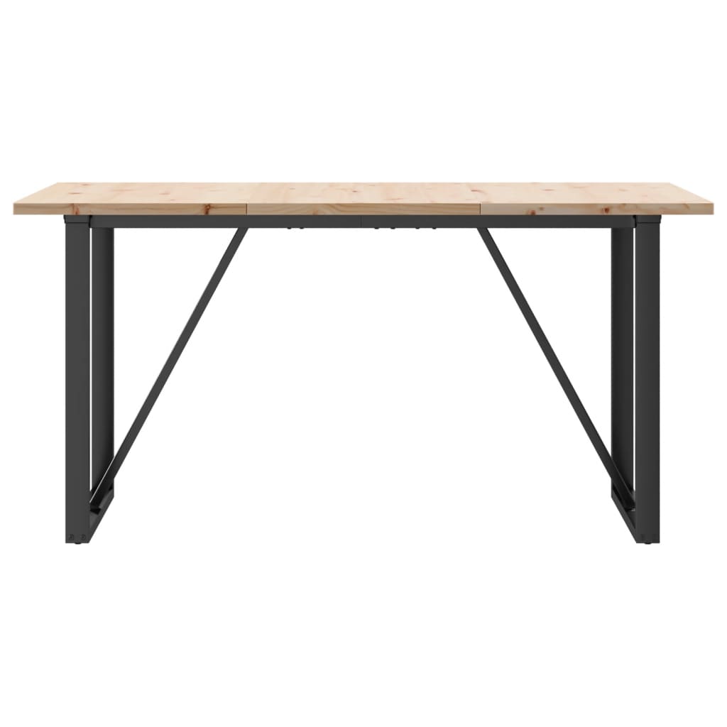 vidaXL Masă bucătărie, cadru O, 140x80x75,5 cm lemn masiv pin și Oţel vidaXL Masă bucătărie, cadru O, 140x80x75,5 cm lemn masiv pin și Oţel