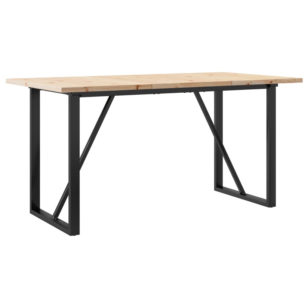 vidaXL Masă bucătărie, cadru O, 140x80x75,5 cm lemn masiv pin și Oţel vidaXL Masă bucătărie, cadru O, 140x80x75,5 cm lemn masiv pin și Oţel