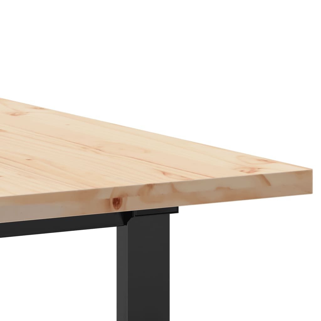 vidaXL Masă bucătărie, cadru O, 140x80x75,5 cm lemn masiv pin și Oţel vidaXL Masă bucătărie, cadru O, 140x80x75,5 cm lemn masiv pin și Oţel