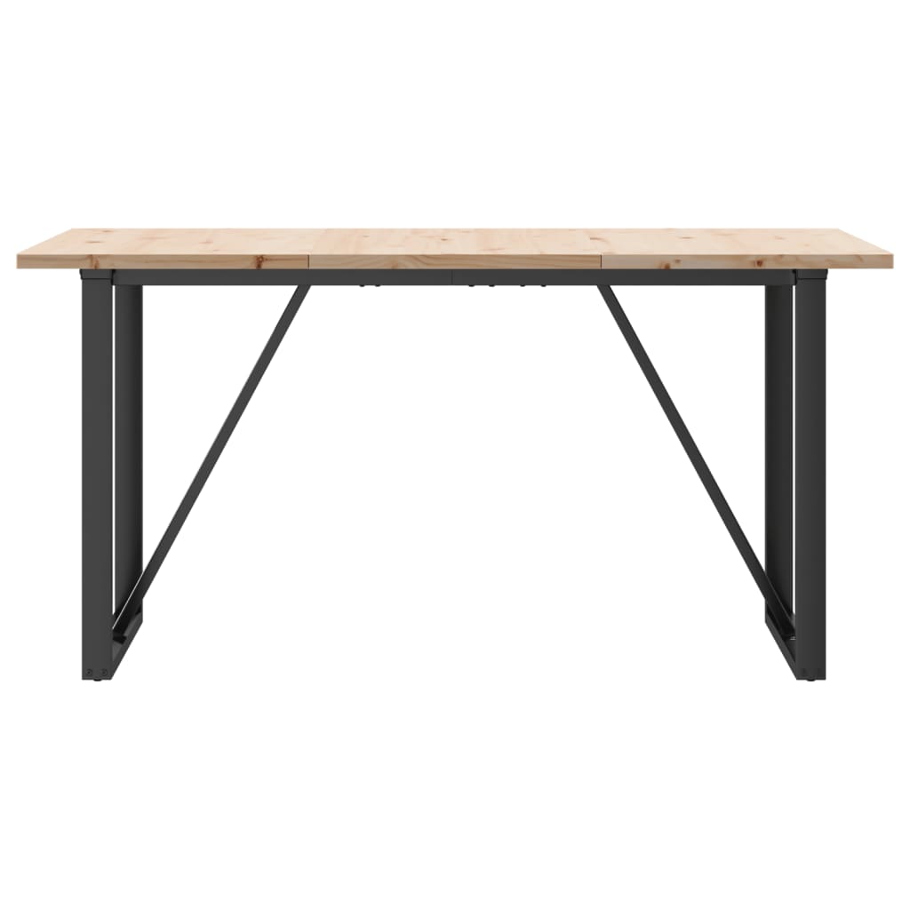 vidaXL Masă bucătărie, cadru O, 160x80x75,5 cm lemn masiv pin și Oţel
