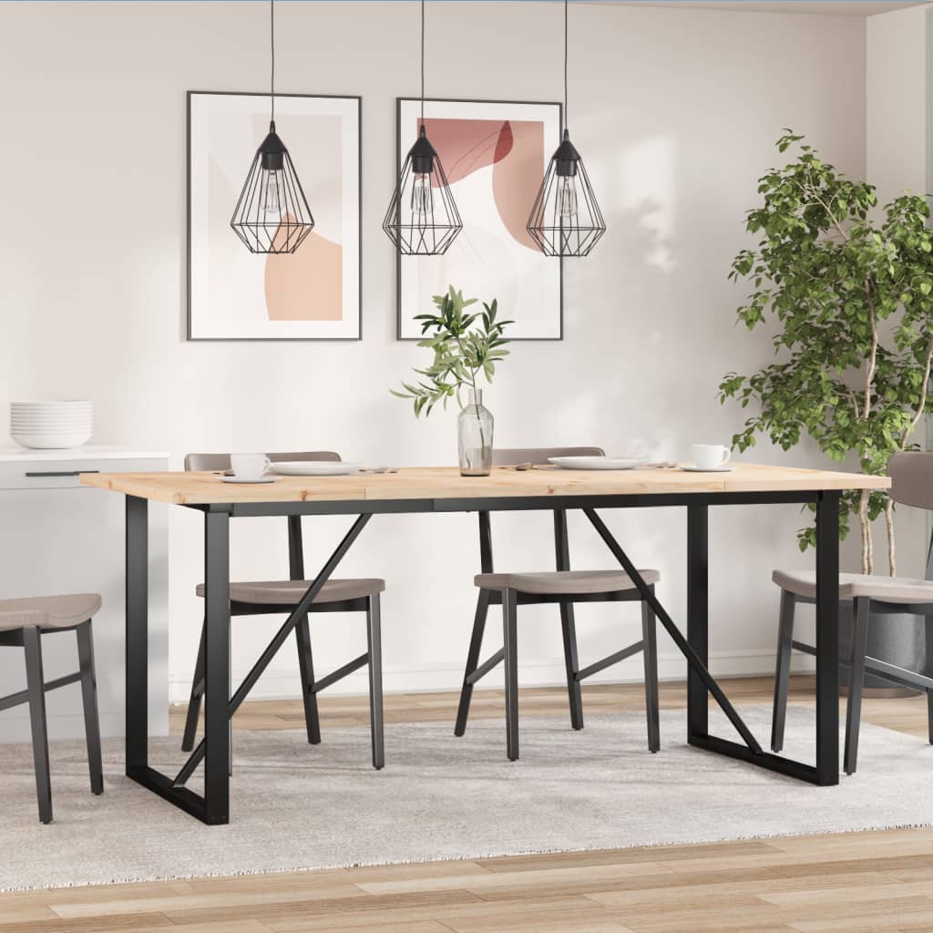 vidaXL Masă bucătărie, cadru O, 180x90x75,5 cm lemn masiv pin și Oţel vidaXL Masă bucătărie, cadru O, 180x90x75,5 cm lemn masiv pin și Oţel