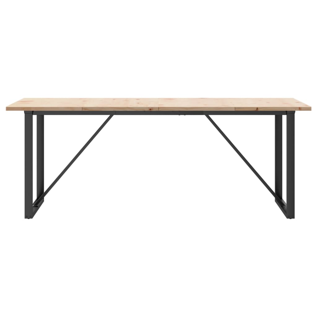 vidaXL Masă bucătărie, cadru O, 200x100x75,5cm lemn masiv pin și Oţel