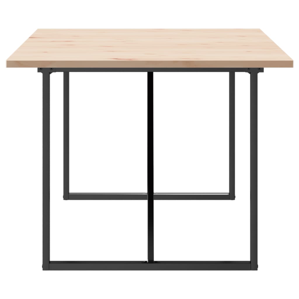 vidaXL Masă bucătărie, cadru O, 200x100x75,5cm lemn masiv pin și Oţel