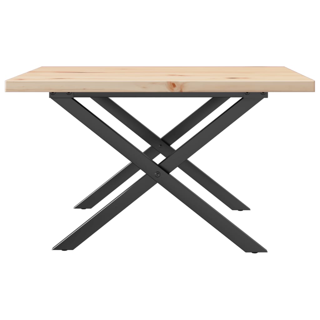 vidaXL Masă de cafea, cadru X, 60x60x40,5 cm, lemn masiv pin și Oţel